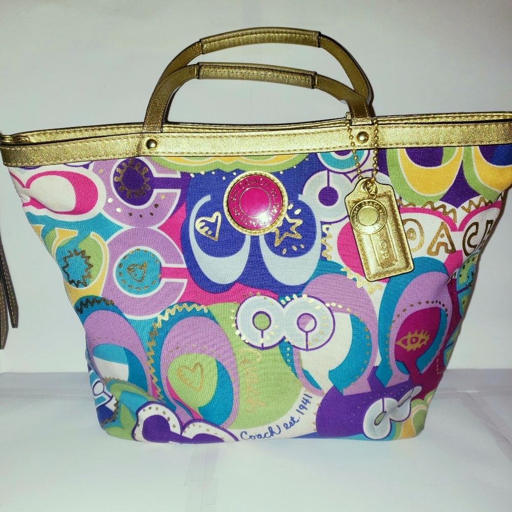 Coach Poppy Pop C Graffiti Shopper Tote